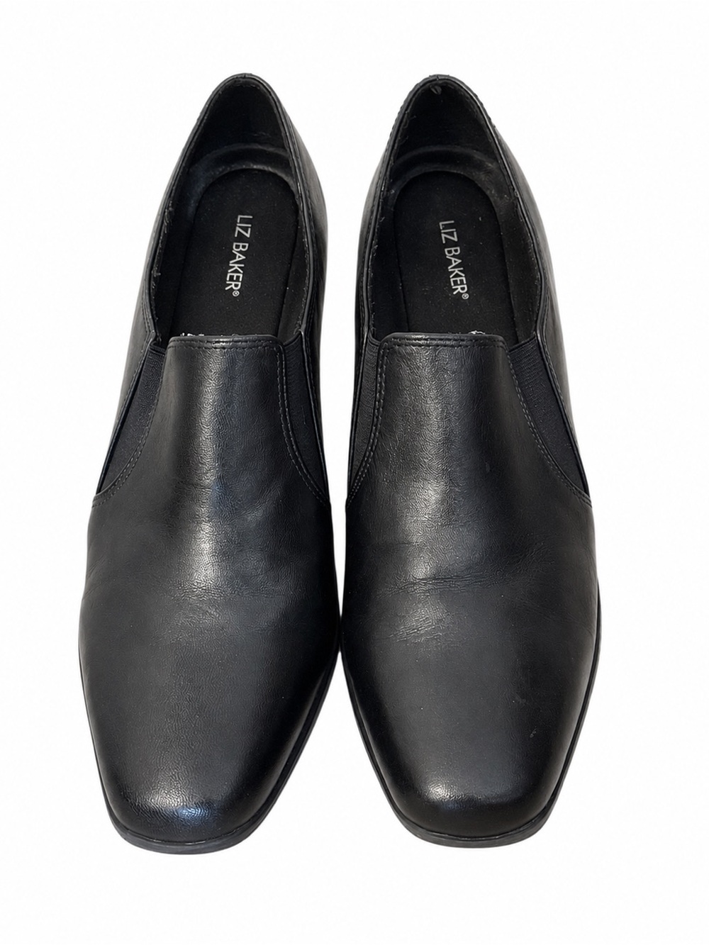 Liz Baker Black Leather Loafer Heels Women’s 8.5M Square Toe Career Shoes - Picture 3 of 7
